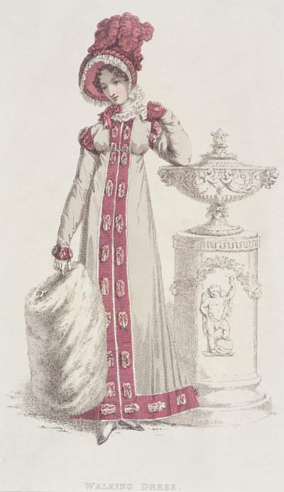 Walking Dress, grudzień 1819, z Ackermanns Repository of Arts autorstwa English School